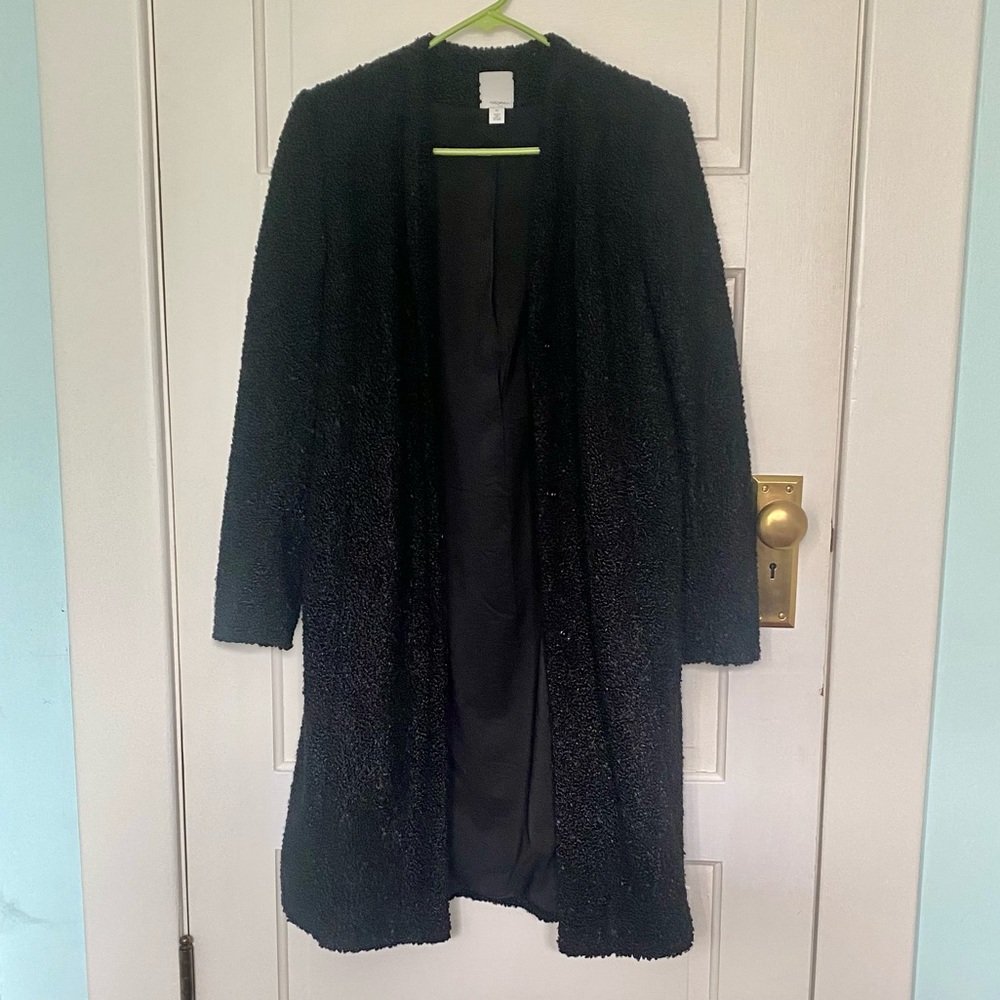 NWOT Halogen black boucle coat